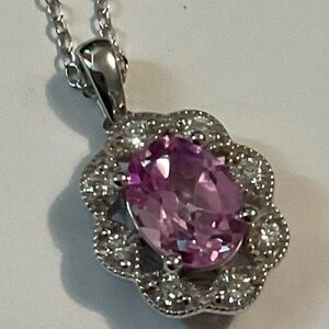 Pink Sapphire & Diamond Necklace